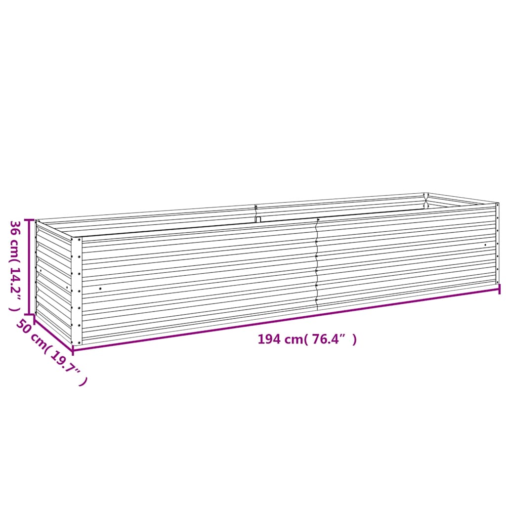 Letto rialzato da giardino 194x50x36 cm in acciaio Corten 151976