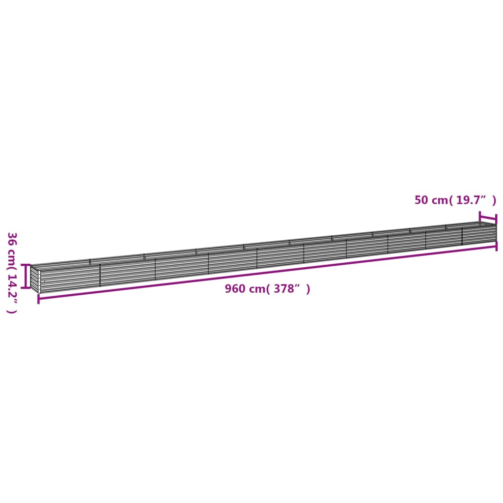 Fioriera Rialzata da Giardino 960x50x36 cm in Acciaio Corten 151982