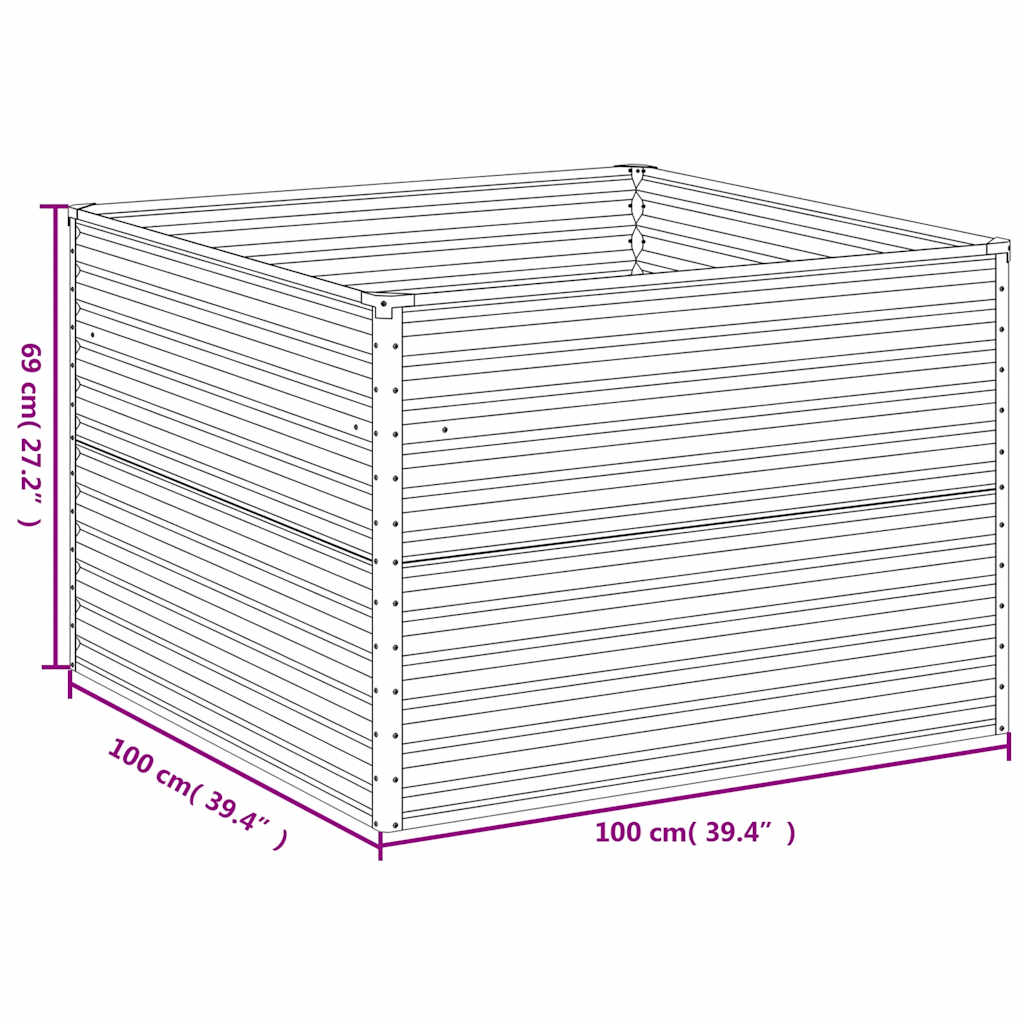 Fioriera Rialzata da Giardino 100x100x69 cm in Acciaio Corten 152002