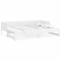 Dormeuse Estraibile Bianca Legno Massello di Pino 2x(90x200) cm 820253