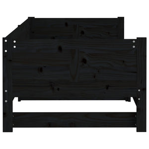 Dormeuse Estraibile Nera in Legno Massello di Pino 2x(90x200)cm 820256