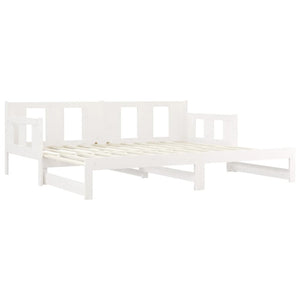 Dormeuse Estraibile Bianca Legno Massello di Pino 2x(90x200) cm 820283
