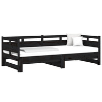 Dormeuse Estraibile Nera in Legno Massello di Pino 2x(90x200)cm 820316