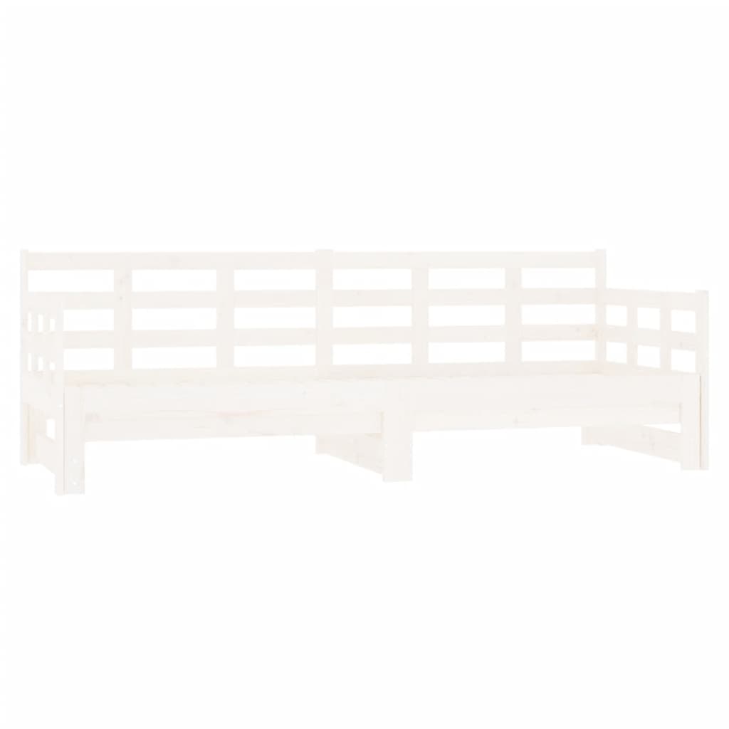 Dormeuse Estraibile Bianca Legno Massello di Pino 2x(90x200) cm 820373
