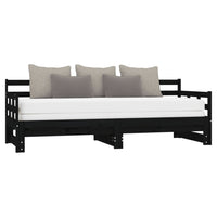 Dormeuse Estraibile Nera in Legno Massello di Pino 2x(90x200)cm 820376