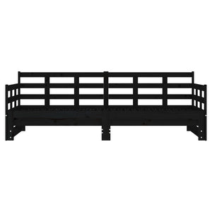 Dormeuse Estraibile Nera in Legno Massello di Pino 2x(90x200)cm 820376