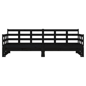 Dormeuse Estraibile Nera in Legno Massello di Pino 2x(90x190)cm cod mxl 59363