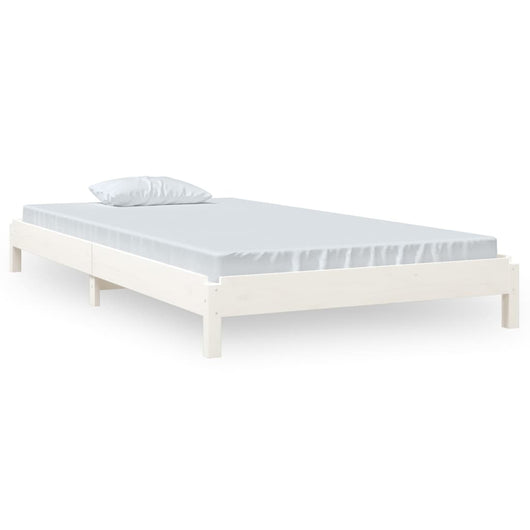 Letto Impilabile Bianco 100x200cm in Legno Massello di Pino