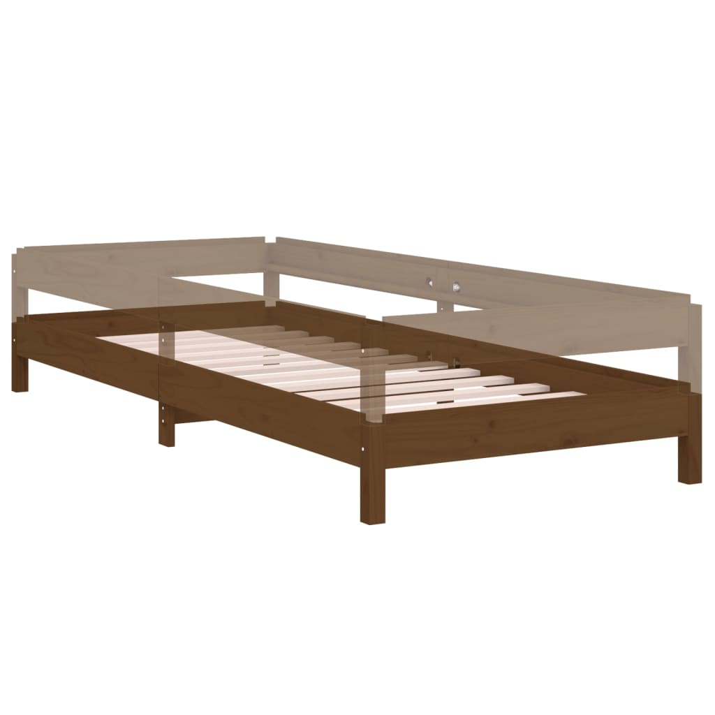 Letto Impilabile Marrone Ambra 90x190 cm Legno Massello di Pino 820405