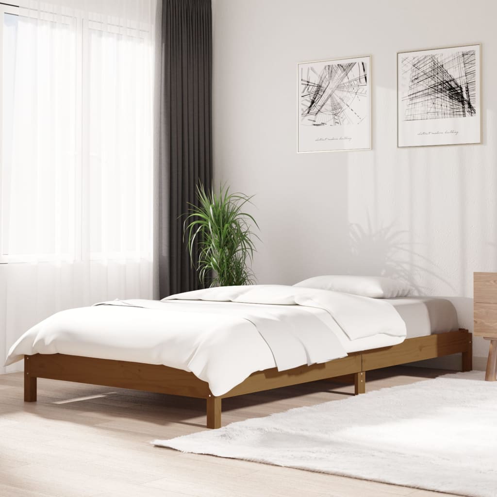 Letto Impilabile Marrone Ambra 90x190 cm Legno Massello di Pino 820405