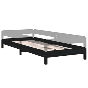 Letto Impilabile Nero 90x190 cm in Legno Massello di Pino 820406