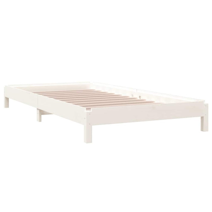 Letto Impilabile Bianco 75x190 cm in Legno Massello di Pino 820408