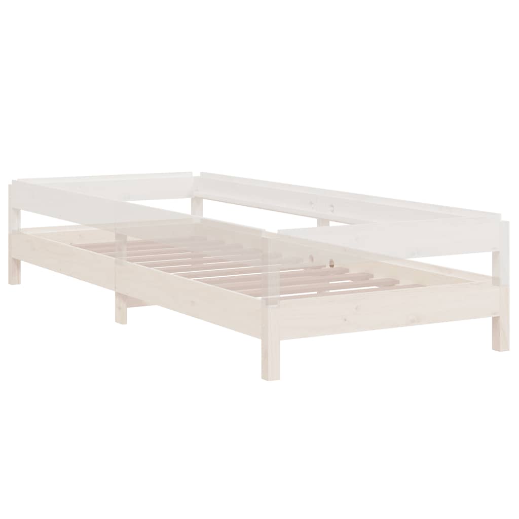 Letto Impilabile Bianco 75x190 cm in Legno Massello di Pino 820408