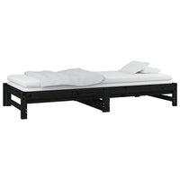Dormeuse Estraibile Nera 2x(90x200) cm Legno Massello di Pino 820431