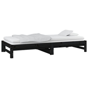 Dormeuse Estraibile Nera 2x(90x200) cm Legno Massello di Pino 820431