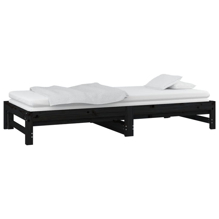 Dormeuse Estraibile Nera 2x(90x200) cm Legno Massello di Pino 820431