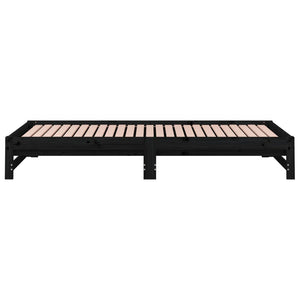Dormeuse Estraibile Nera 2x(90x200) cm Legno Massello di Pino 820431