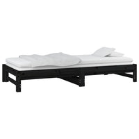 Dormeuse Estraibile Nera 2x(80x200) cm Legno Massello di Pino 820436