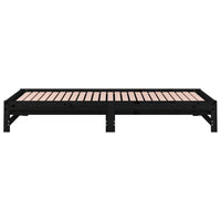 Dormeuse Estraibile Nera 2x(80x200) cm Legno Massello di Pino 820436