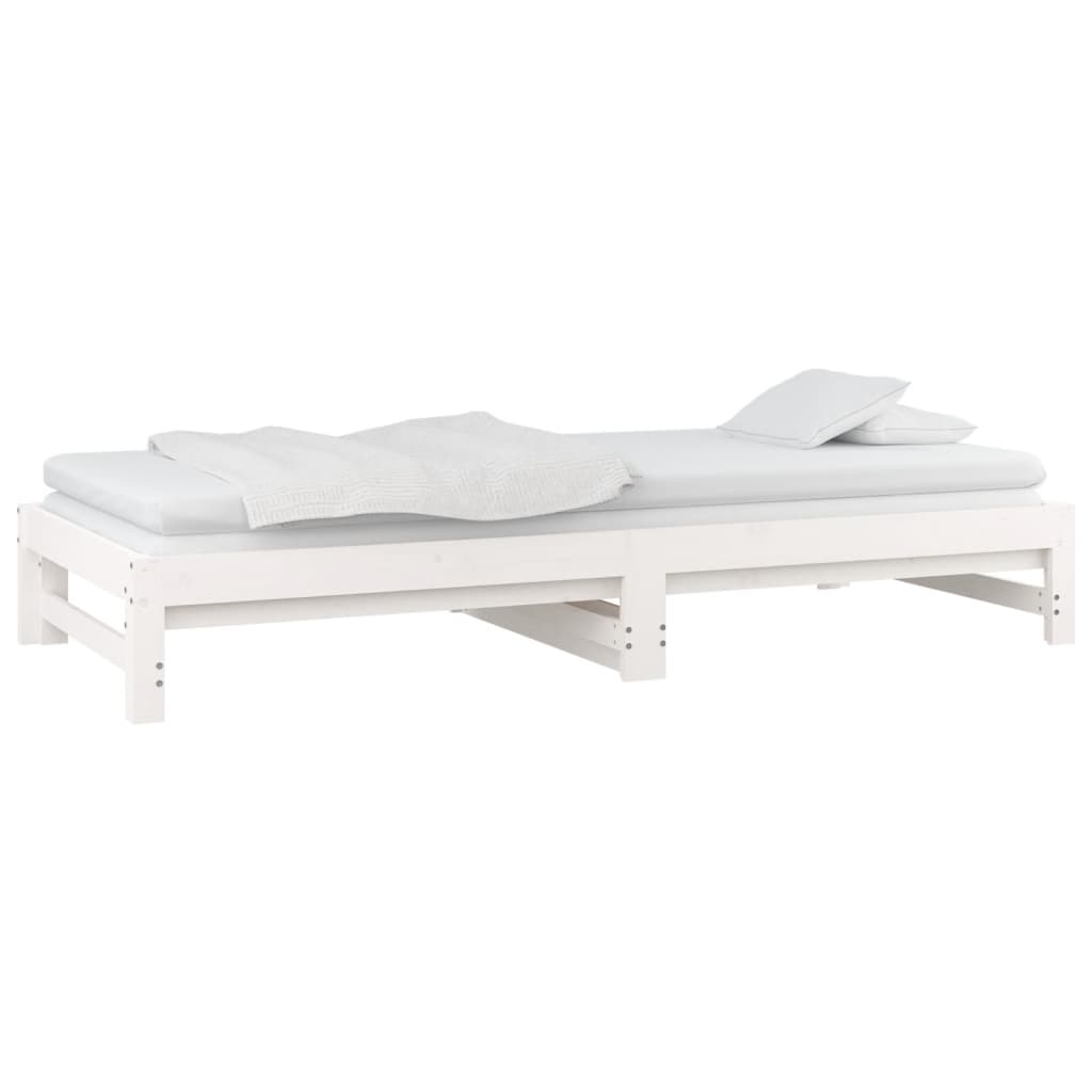 Dormeuse Estraibile Bianca 2x(90x190) cm Legno Massello di Pino 820438