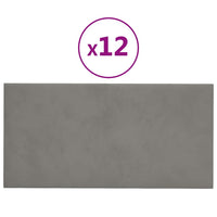 Pannelli Murali 12 pz Grigio Chiaro 60x30 cm in Velluto 2,16 m²