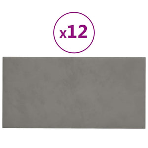 Pannelli Murali 12 pz Grigio Chiaro 60x30 cm in Velluto 2,16 m²