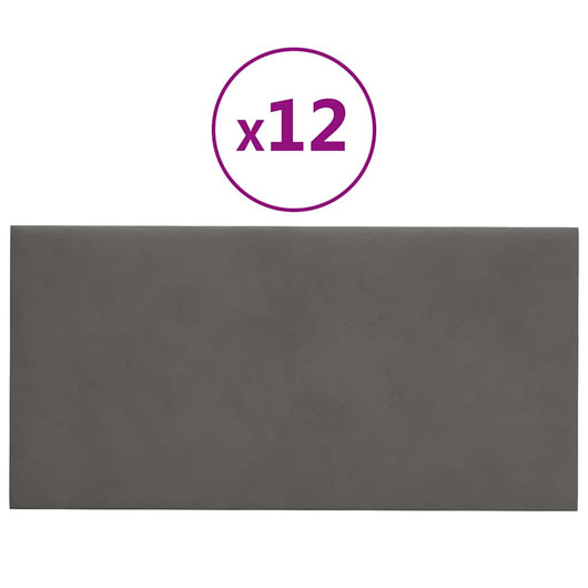 Pannelli Murali 12 pz Grigio Scuro 60x30 cm in Velluto 2,16 mÂ²cod mxl 119462