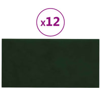 Pannelli Murali 12 pz Verde Scuro 60x30 cm in Velluto 2,16 m² 343865