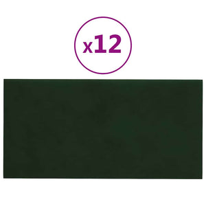 Pannelli Murali 12 pz Verde Scuro 60x30 cm in Velluto 2,16 m² 343865