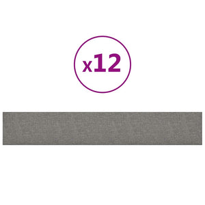 Pannelli Murali 12 pz Grigio Chiaro 90x15 cm Tessuto 1,62 m² 343873