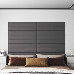 Pannelli Murali 12 pz Grigi 90x15 cm in Similpelle 1,62 m² 343886