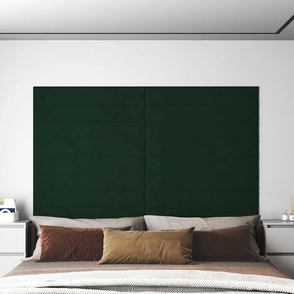 Pannelli Murali 12 pz Verde Scuro 90x15 cm Velluto 1,62 mÂ² cod mxl 19076
