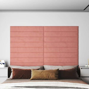 Pannelli Murali 12 pz Rosa 90x15 cm Velluto 1,62 mÂ² cod mxl 18991