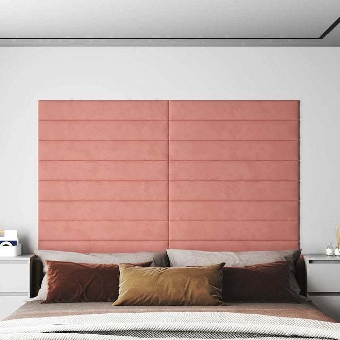 Pannelli Murali 12 pz Rosa 90x15 cm Velluto 1,62 mÂ² cod mxl 18991