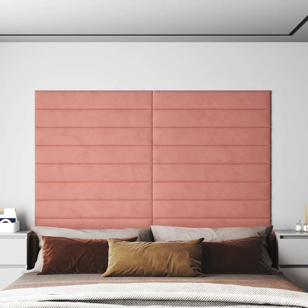 Pannelli Murali 12 pz Rosa 90x15 cm Velluto 1,62 m² 343894