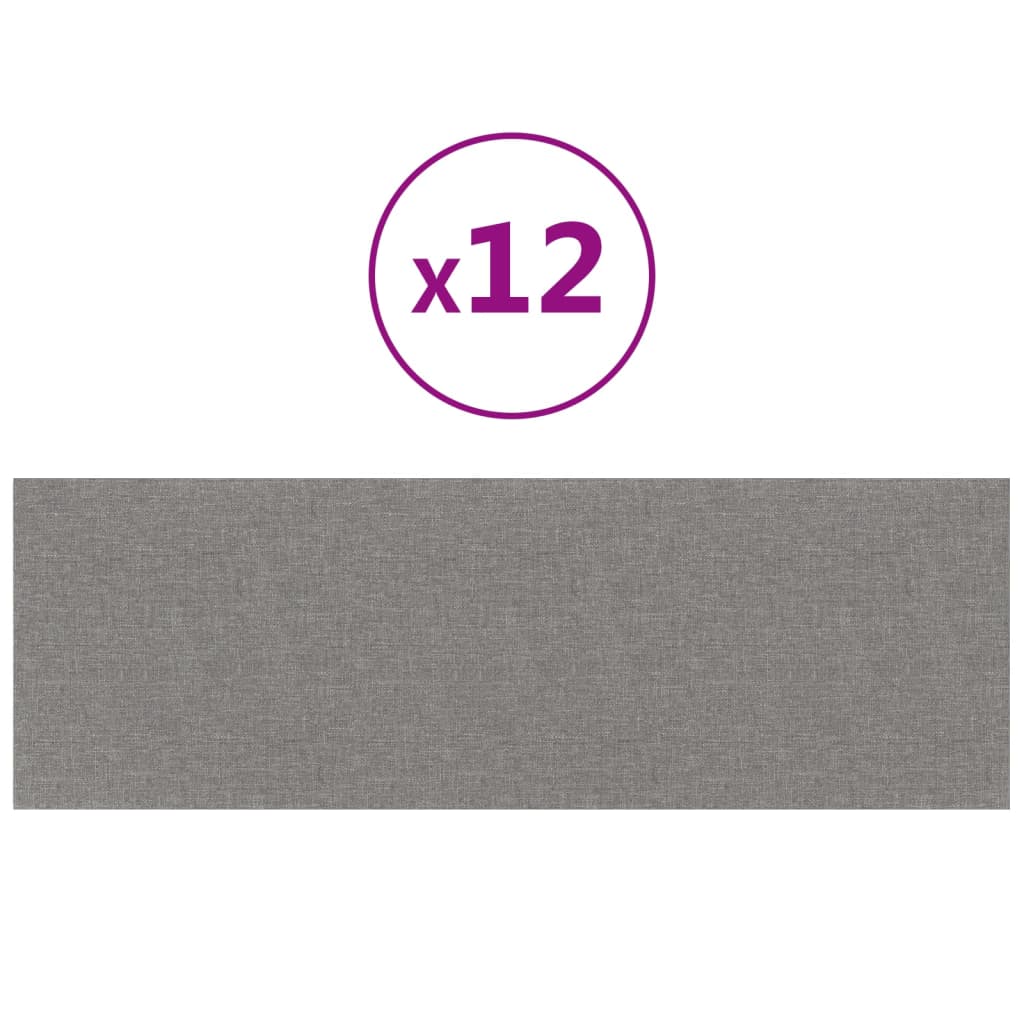 Pannelli Murali 12 pz Grigio Chiaro 90x30 cm Tessuto 3,24 m² 343901