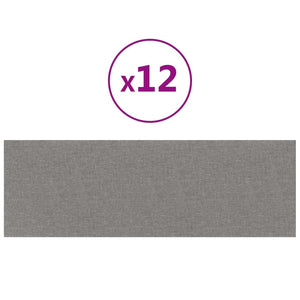 Pannelli Murali 12 pz Grigio Chiaro 90x30 cm Tessuto 3,24 m² 343901