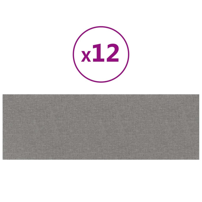 Pannelli Murali 12 pz Grigio Chiaro 90x30 cm Tessuto 3,24 m² 343901
