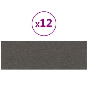 Pannelli Murali 12 pz Grigio Scuro 90x30 cm Tessuto 3,24 m² 343902
