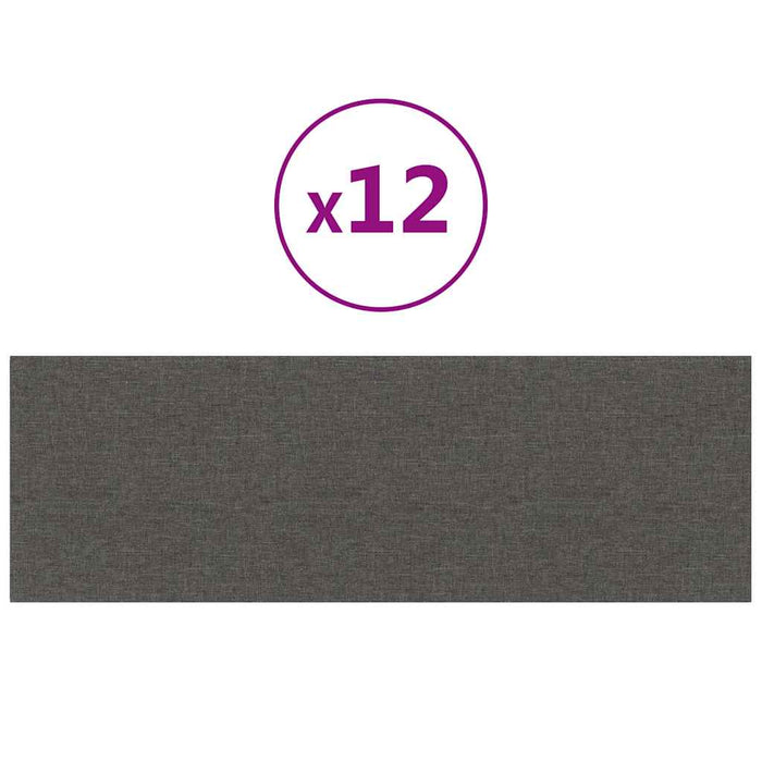 Pannelli Murali 12 pz Grigio Scuro 90x30 cm Tessuto 3,24 m²