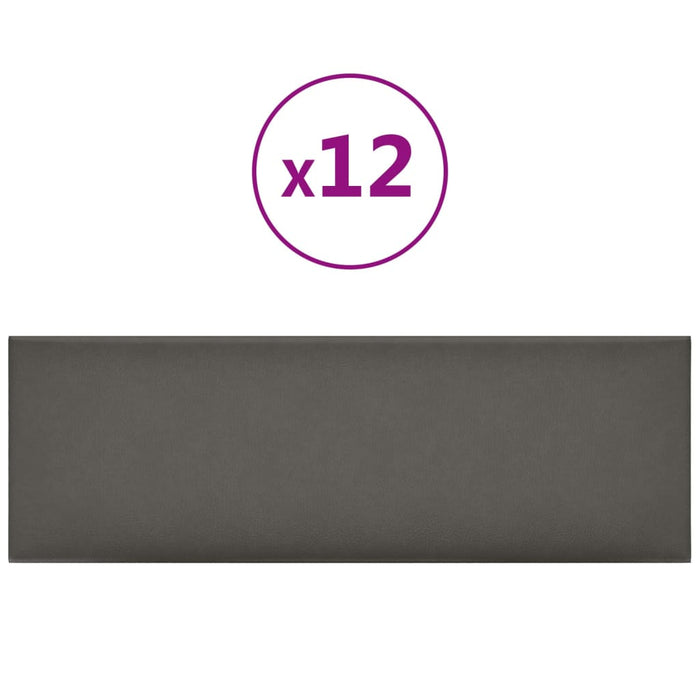 Pannelli Murali 12 pz Grigi 90x30 cm in Similpelle 3,24 m² 343914