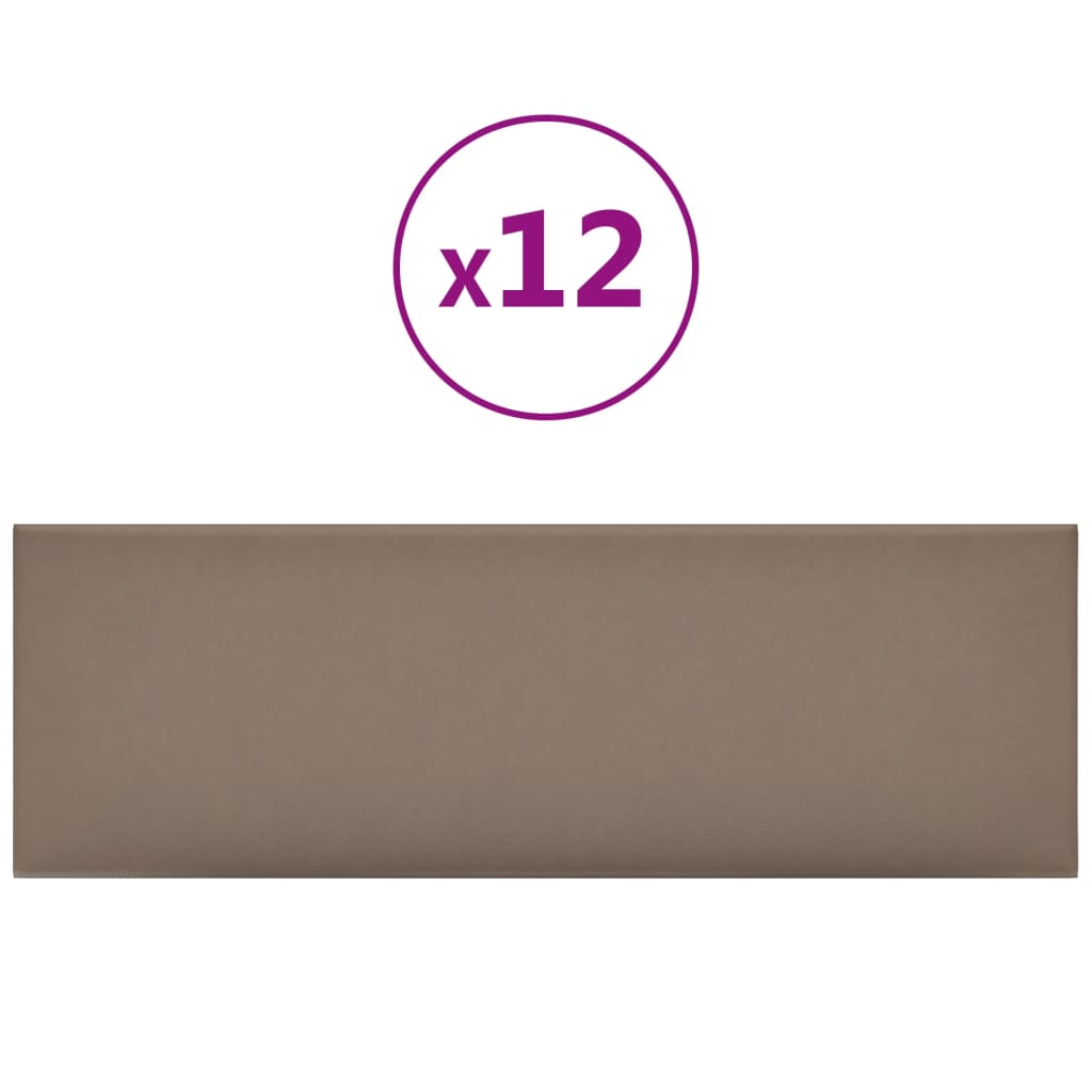 Pannelli Murali 12 pz Cappuccino 90x30 cm in Similpelle 3,24 m² 343915