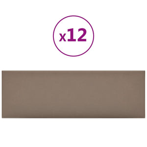 Pannelli Murali 12 pz Cappuccino 90x30 cm in Similpelle 3,24 m² 343915