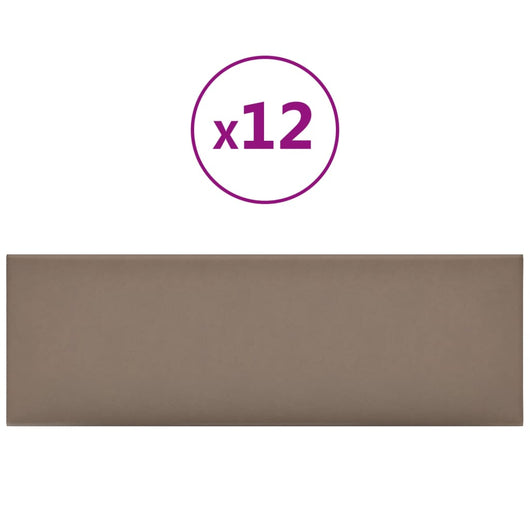 Pannelli Murali 12 pz Cappuccino 90x30 cm in Similpelle 3,24 m² 343915