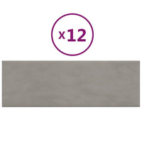 Pannelli Murali 12 pz Grigio Chiaro 90x30 cm Velluto 3,24 m²