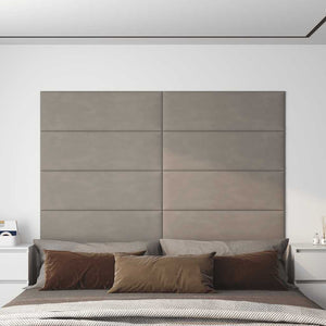 Pannelli Murali 12 pz Grigio Chiaro 90x30 cm Velluto 3,24 m² 343919