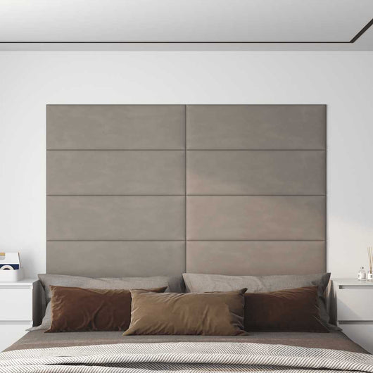 Pannelli Murali 12 pz Grigio Chiaro 90x30 cm Velluto 3,24 m² 343919