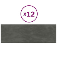 Pannelli Murali 12 pz Grigio Scuro 90x30 cm Velluto 3,24 mÂ²