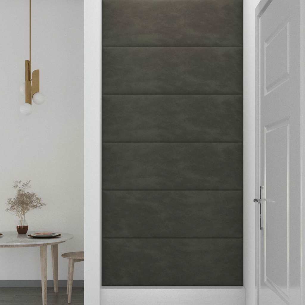 Pannelli Murali 12 pz Grigio Scuro 90x30 cm Velluto 3,24 mÂ²