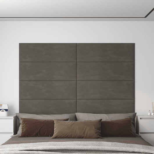 Pannelli Murali 12 pz Grigio Scuro 90x30 cm Velluto 3,24 m² 343920